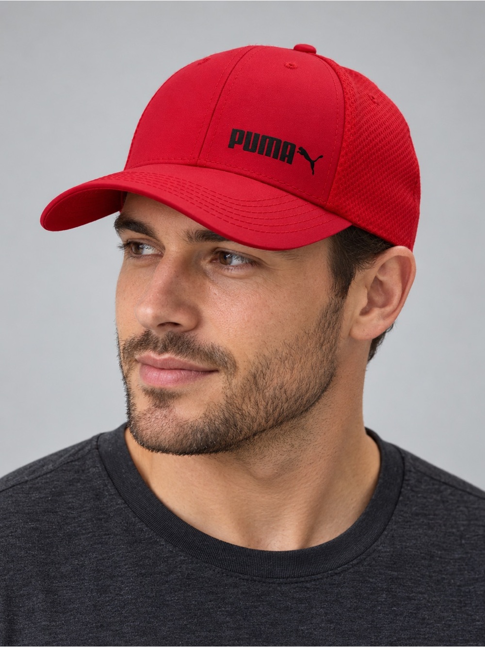 PUMA Red Mesh Snapback Baseball Cap – Adjustable OSFA